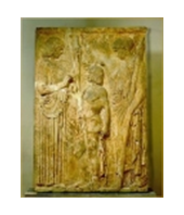 Relieve votivo de Deméter Triptolemo y Perséfone Eleusis Ática